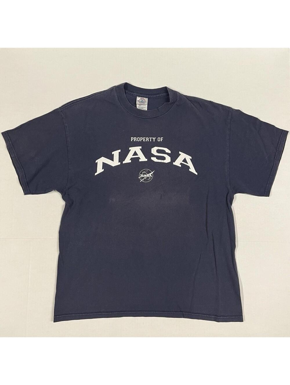 Vintage Property Of NASA T Shirt Sz L Delta Pro Weight Tee DISTRESSED Faded Y2K